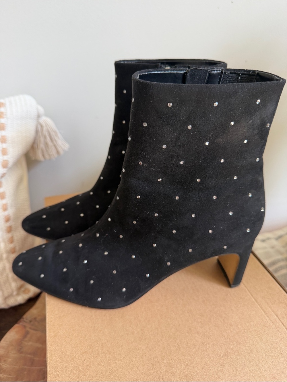 J. Crew Black Studded Vegan Suede Ankle Booties - Picture 6 of 13